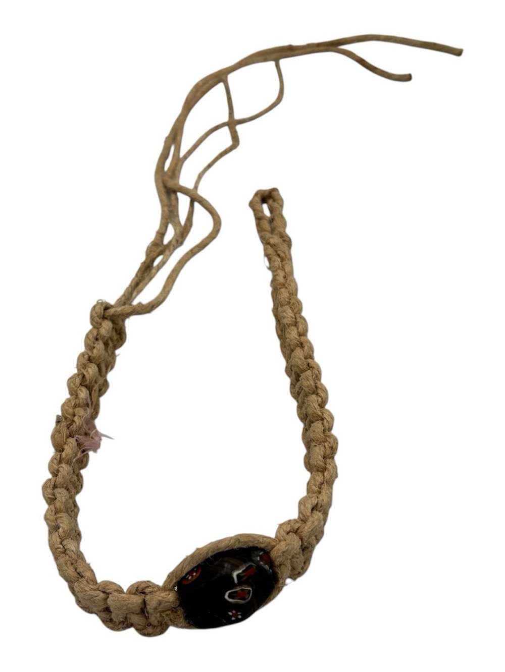15.5” Handmade Thick Hemp 6.5” Adjustable Necklace W/ Pendant